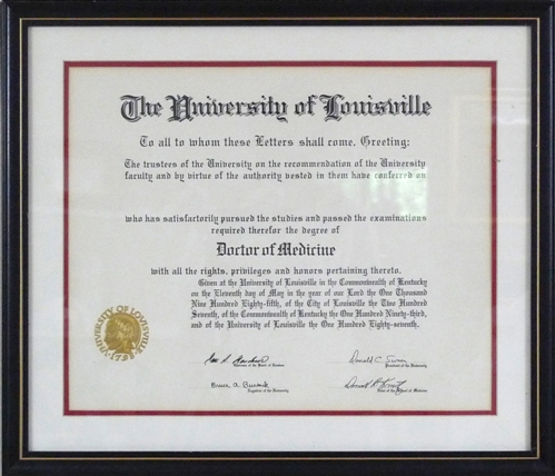 University of Louisville diploma frame campus photo certificate framin